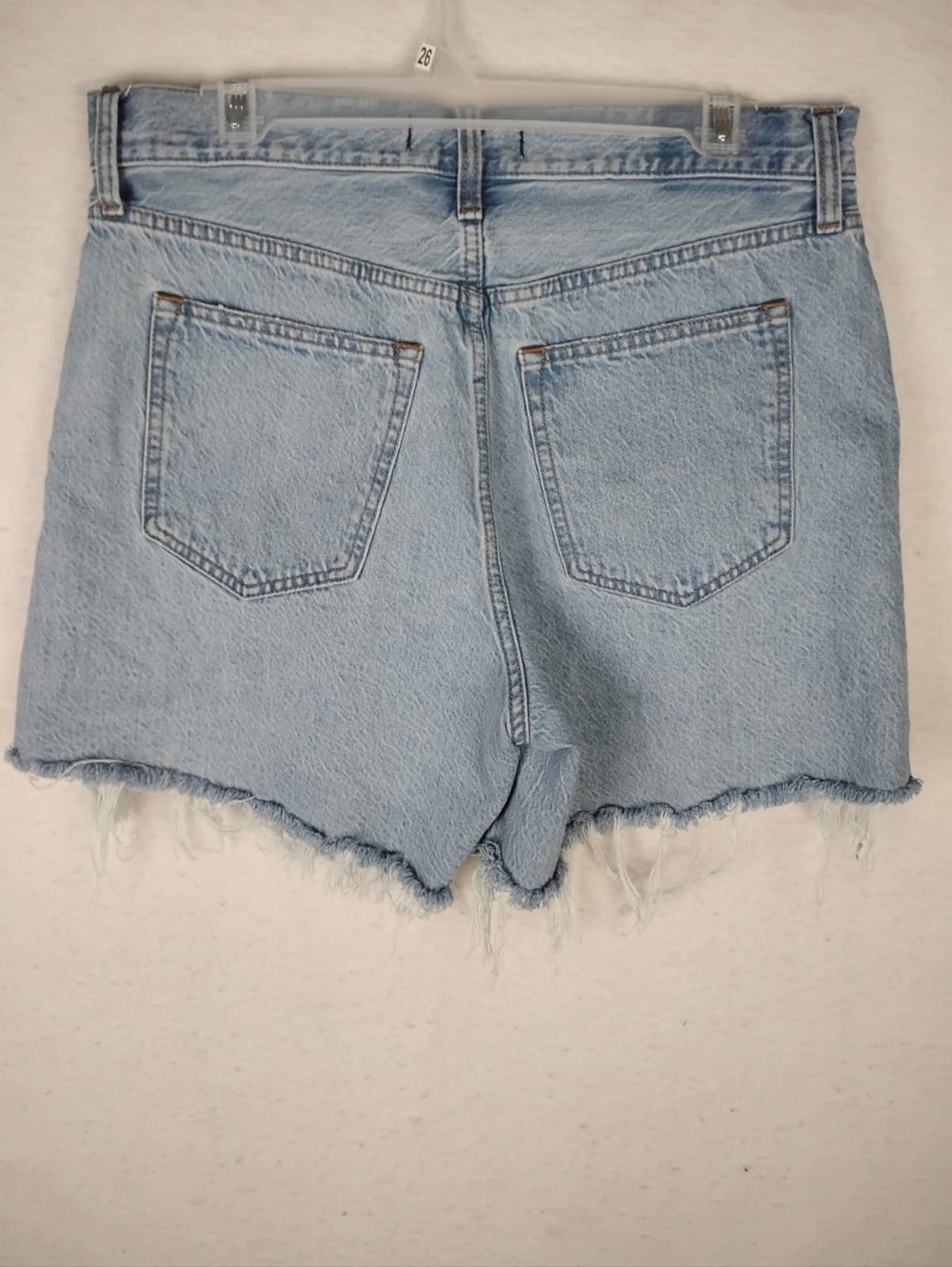 Abercrombie & Fitch Light Blue Distressed High-Rise Denim Shorts Size Woman's - Picture 3 of 5